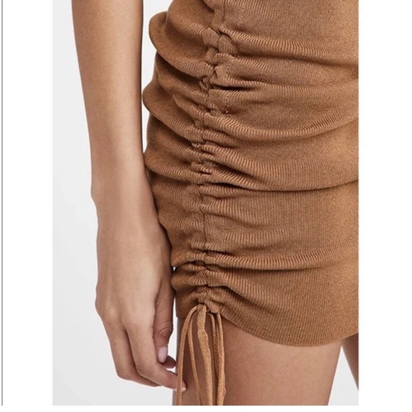 Lioness Military minds mini dress S brown Ruched sleeveless bodycon - Picture 3 of 11